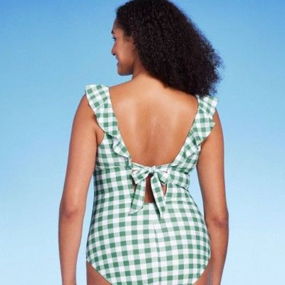 Women's PLUS SIZE Gingham Full Coverage One Piece Swimsuit - Kona Sol - Picture 3 of 5